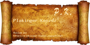 Plakinger Kesző névjegykártya